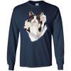 Black & White Reaching Cat Long Sleeve Ultra Cotton T-Shirt