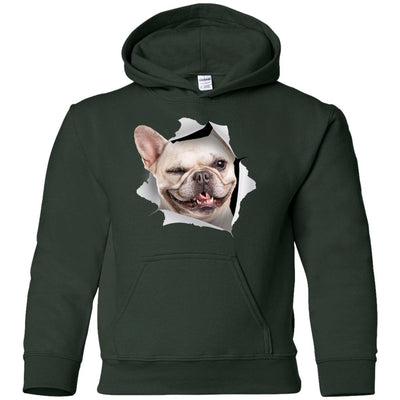 Winking Frenchie Youth Pullover Hoodie