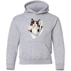Black & White Reaching Cat Youth Pullover Hoodie