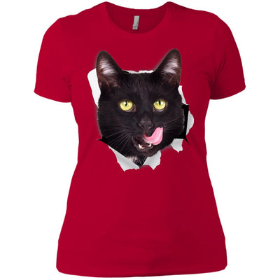 Black Cat Licking Ladies' T-Shirt