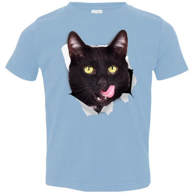 Black Cat Licking Toddler Jersey T-Shirt