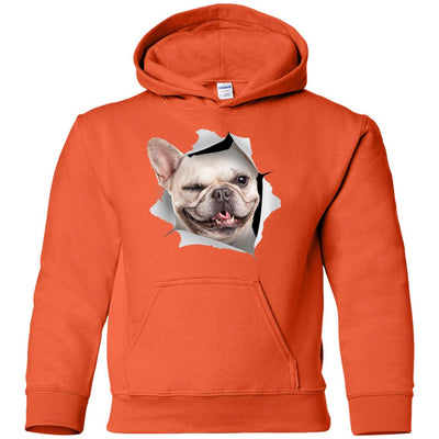 Winking Frenchie Youth Pullover Hoodie