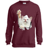 White Cat Reaching Youth Crewneck Sweatshirt