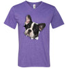 Black & White Frenchie Men's Printed V-Neck T-Shirt