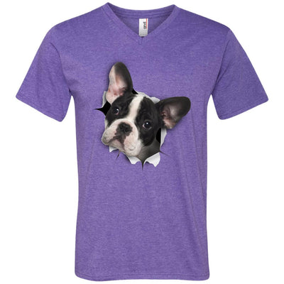 Black & White Frenchie Men's Printed V-Neck T-Shirt