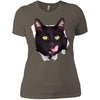 Black Cat Licking Ladies' T-Shirt
