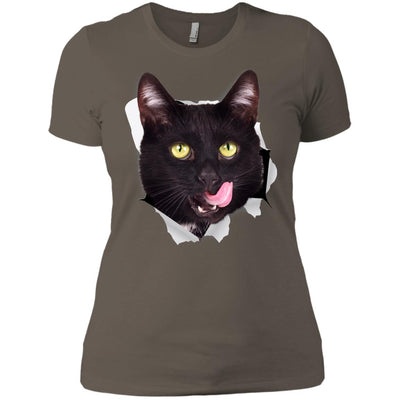 Black Cat Licking Ladies' T-Shirt