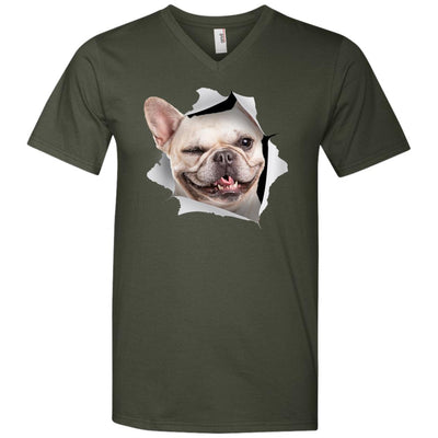 Winking Frenchie Men's Printed V-Neck T-Shirt
