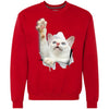White Cat Reaching Heavyweight Crewneck Sweatshirt