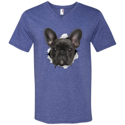 Black Frenchie Men's Printed V-Neck T-Shirt