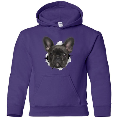 Black Frenchie Youth Pullover Hoodie