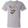 Grey Cat Laughing Men's Printed V-Neck T-Shirt