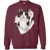 Black & White Reaching Cat Crewneck Pullover Sweatshirt