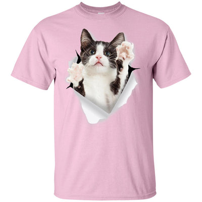 Black & White Reaching Cat Youth Cotton T-Shirt