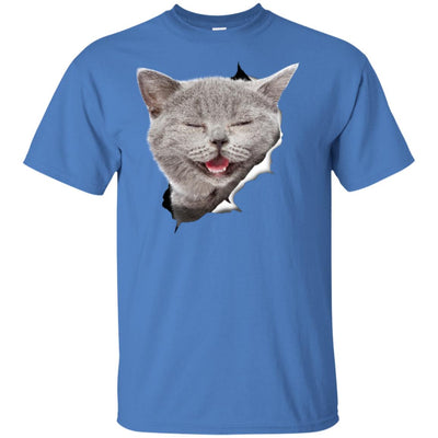 Grey Cat Laughing Youth Cotton T-Shirt