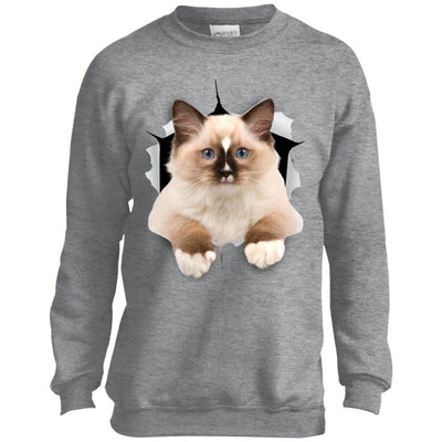 Brown Ragdoll Cat Youth Crewneck Sweatshirt