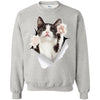 Black & White Reaching Cat Crewneck Pullover Sweatshirt