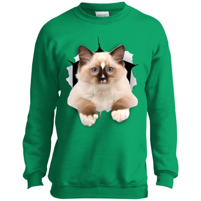 Brown Ragdoll Cat Youth Crewneck Sweatshirt