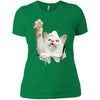 White Cat Reaching Ladies' T-Shirt