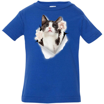Black & White Reaching Cat Infant Jersey T-Shirt