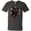 Black Cat Men's Printed V-Neck T-Shirt