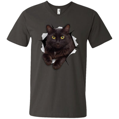 Black Cat Men's Printed V-Neck T-Shirt