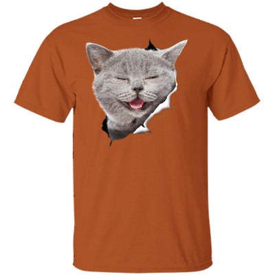 Grey Cat Laughing Youth Cotton T-Shirt