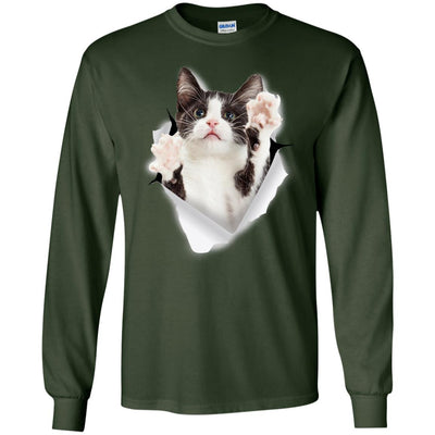 Black & White Reaching Cat Long Sleeve Ultra Cotton T-Shirt