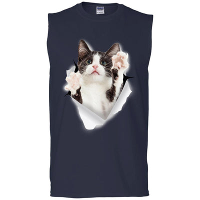 Black & White Reaching Cat Men's Ultra Cotton Sleeveless T-Shirt