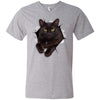Black Cat Men's Printed V-Neck T-Shirt