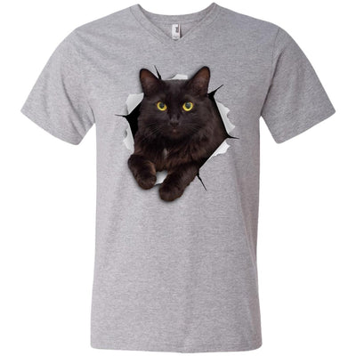 Black Cat Men's Printed V-Neck T-Shirt