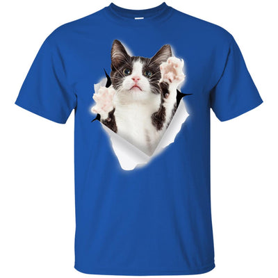 Black & White Reaching Cat Youth Cotton T-Shirt
