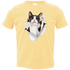 Black & White Reaching Cat Toddler Jersey T-Shirt