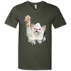 White Cat Reaching Men's Printed V-Neck T-Shirt