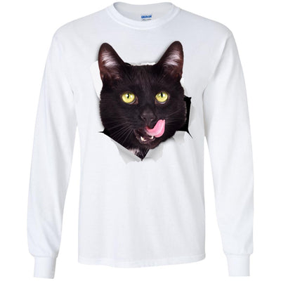 Black Cat Licking Long Sleeve Ultra Cotton T-Shirt