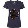 Black Cat Ladies' V-Neck T-Shirt