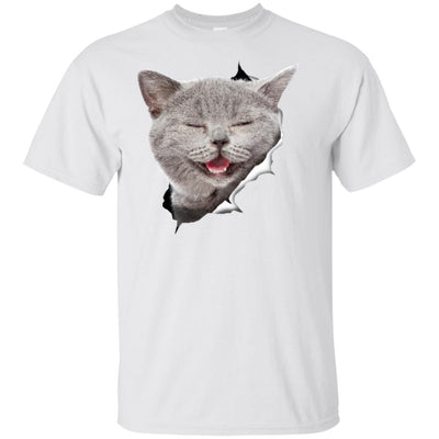 Grey Cat Laughing Youth Cotton T-Shirt
