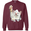 White Cat Reaching Crewneck Pullover Sweatshirt