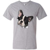 Black & White Frenchie Men's Printed V-Neck T-Shirt