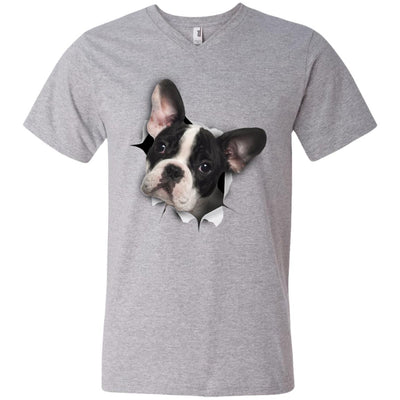Black & White Frenchie Men's Printed V-Neck T-Shirt