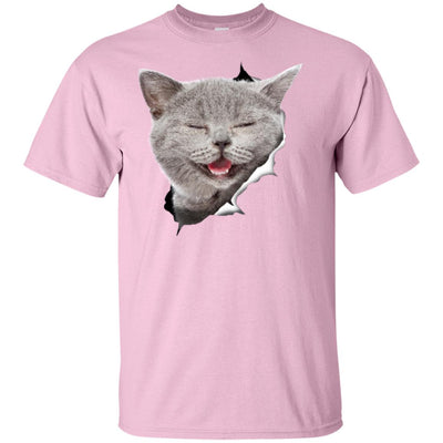 Grey Cat Laughing Youth Cotton T-Shirt