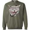 Grey Cat Laughing Crewneck Pullover Sweatshirt