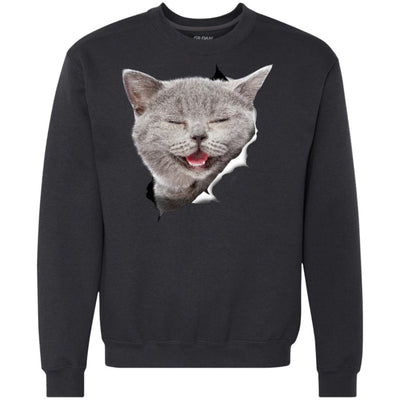 Grey Cat Laughing Heavyweight Crewneck Sweatshirt