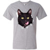 Black Cat Licking Men's Printed V-Neck T-Shirt