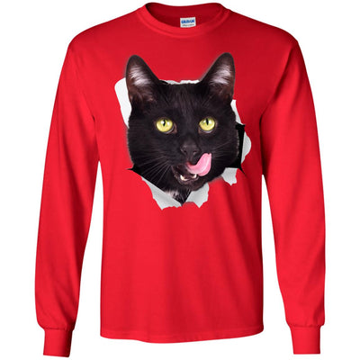 Black Cat Licking Long Sleeve Ultra Cotton T-Shirt