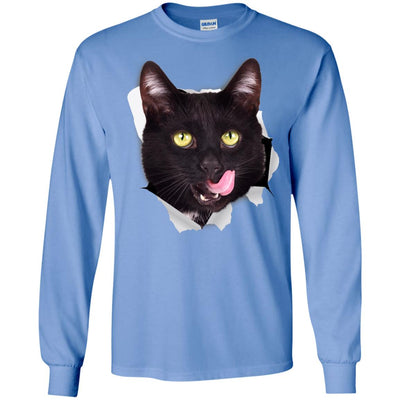 Black Cat Licking Long Sleeve Ultra Cotton T-Shirt