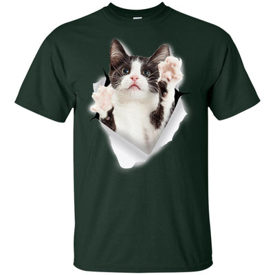 Black & White Reaching Cat Youth Cotton T-Shirt