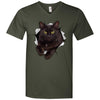 Black Cat Men's Printed V-Neck T-Shirt
