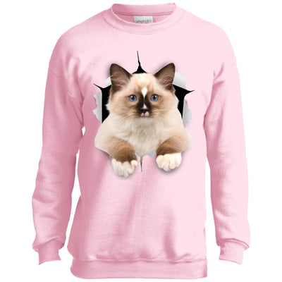 Brown Ragdoll Cat Youth Crewneck Sweatshirt