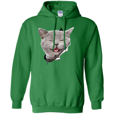 Grey Cat Laughing Pullover Hoodie